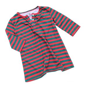 CREWCUTS sleepwear red green striped nightgown pajamas